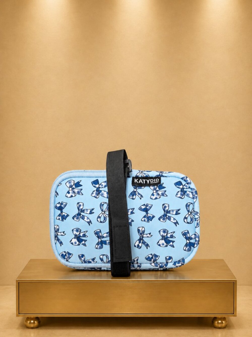 Coquette Bows Tumbler Zipper Pouch Belt Bag Blue Neoprene Katydid Chinoiserie